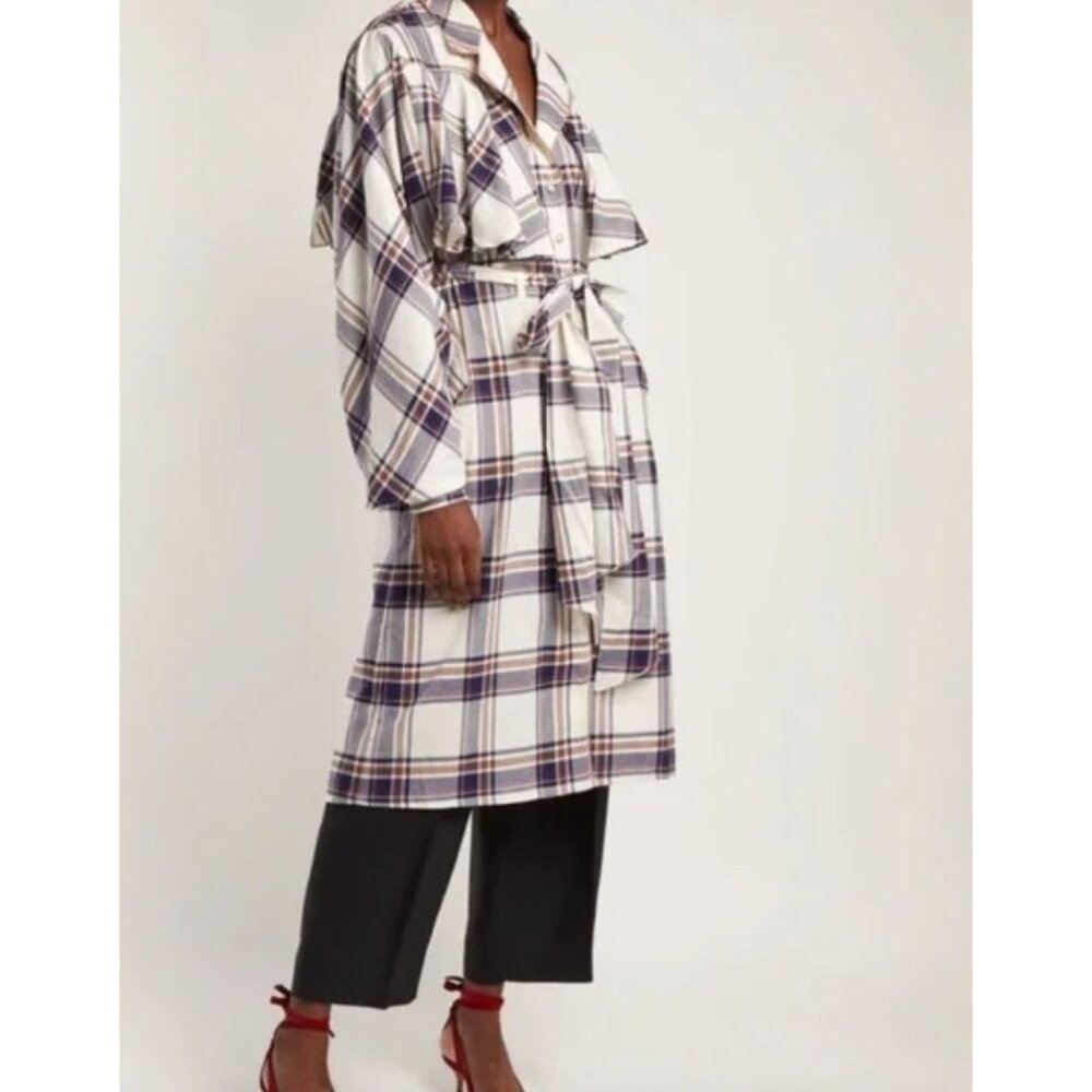 JOHANNA ORTIZ memoria del viento trench coat western plaid size XS